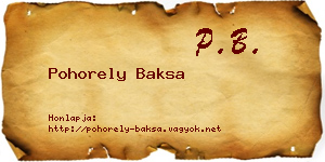 Pohorely Baksa névjegykártya